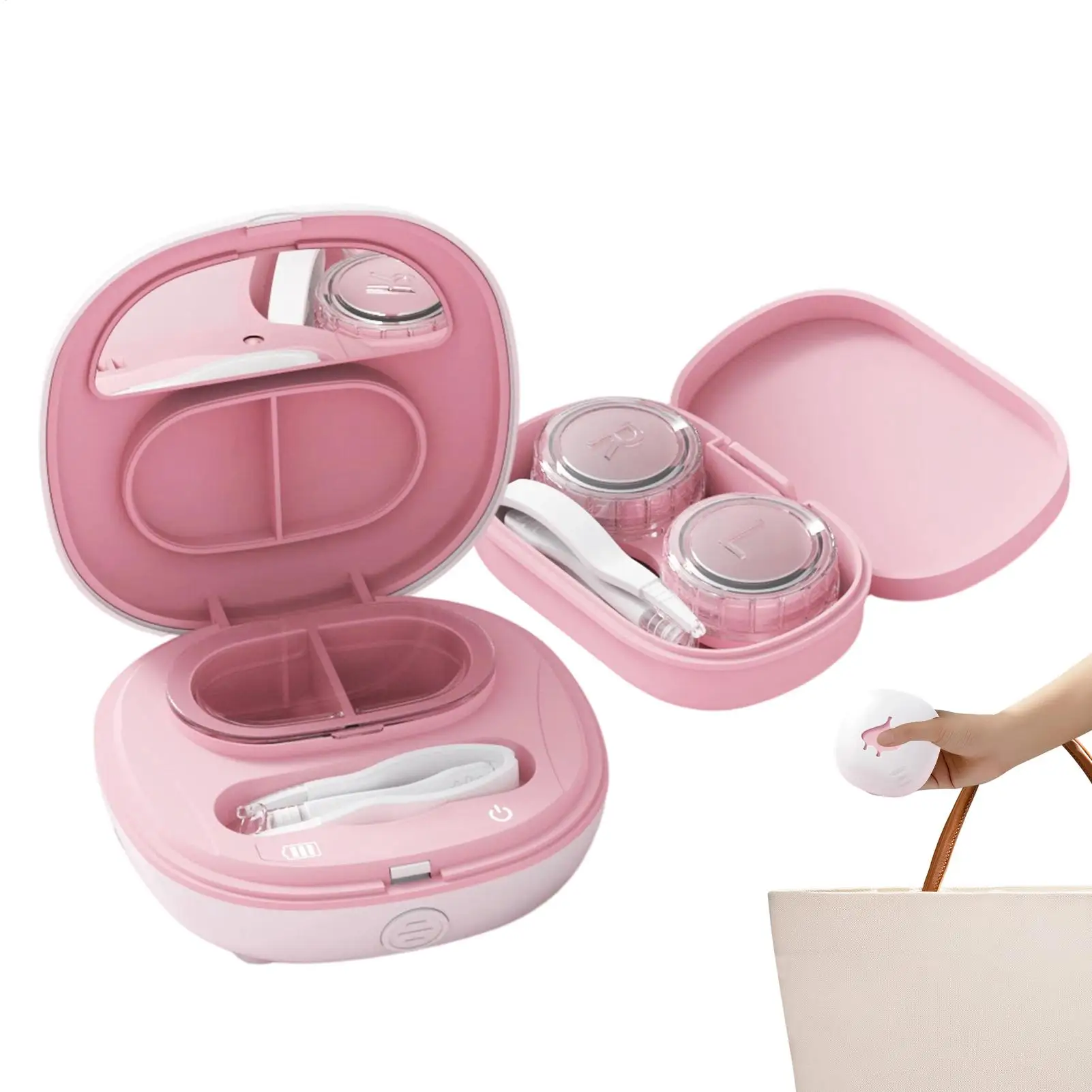 Contact Lens Cleaner Rechargeable Electric Case With Mirror Contact Lenses Cleaner Machine For Daily Eye Care Travel Cleaning