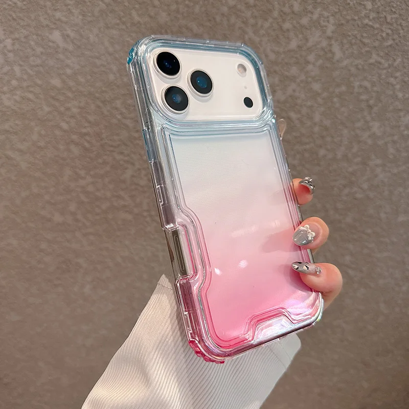 

3IN1 Heavy Duty Otter Armor Box Gradient Clear Symmetry Case для IPhone 17 Pro Max 16 15 14 13 12 Пневматический противоударный защитный чехол