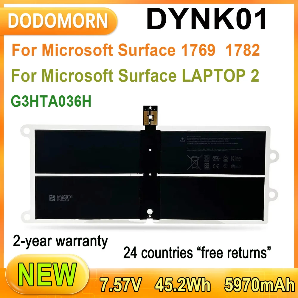 Nueva BateríA Para Ordenador PortáTil DYNK01 Para Microsoft Surface Laptop 1 M1769 2-LQL-00015 1769 1782 Laptop 2 2-DAG-00123 G3HTA036H 45.2Wh