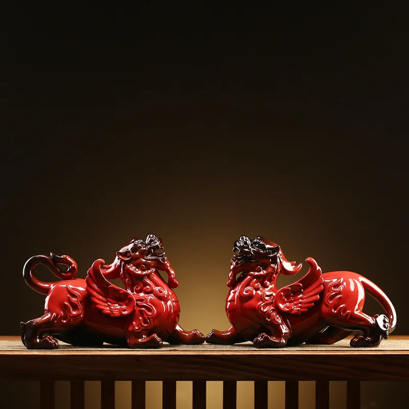 

New Chinese Lucky Pixiu Ornament Ceramic Home Furnishing Living Room Office Desktop Decoration