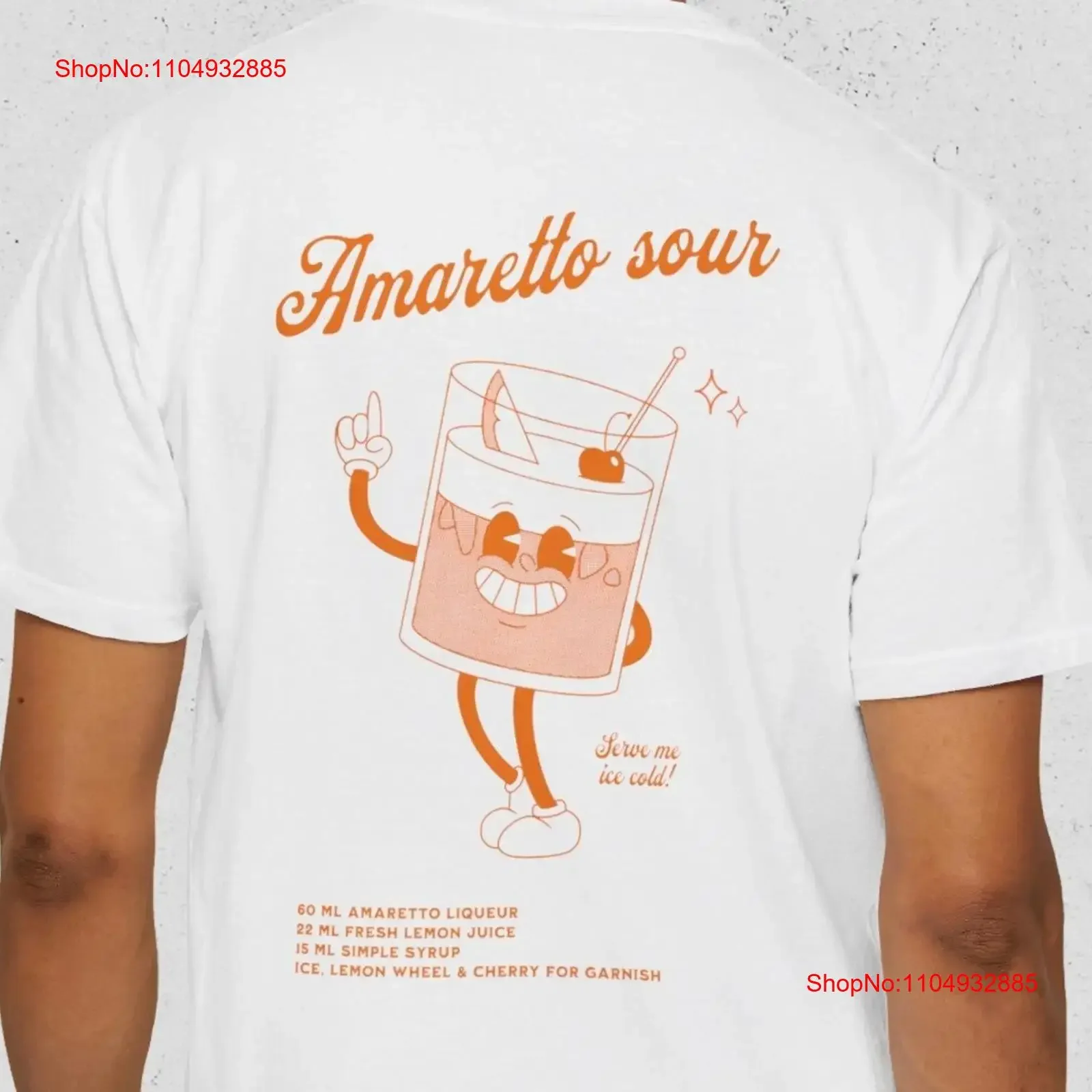 Bekleidungsgefärbtes T-Shirt für Amaretto-Sour-Cocktail-Liebhaber, Vintage, gewaschen, für Herren, Unisex, gestreckt, Streetwear, atmungsaktiv, vielseitig