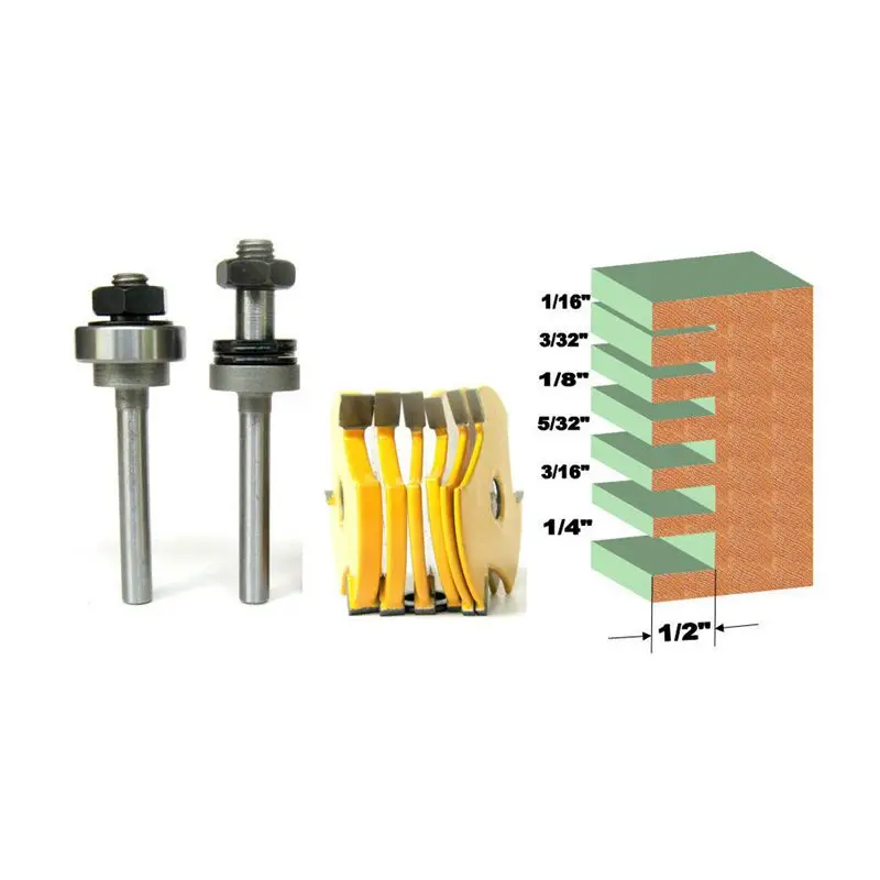 생크 슬롯, 조립 커터 6 개, 아버 라우터 비트 세트 2 개, 1/4 인치, 8 개