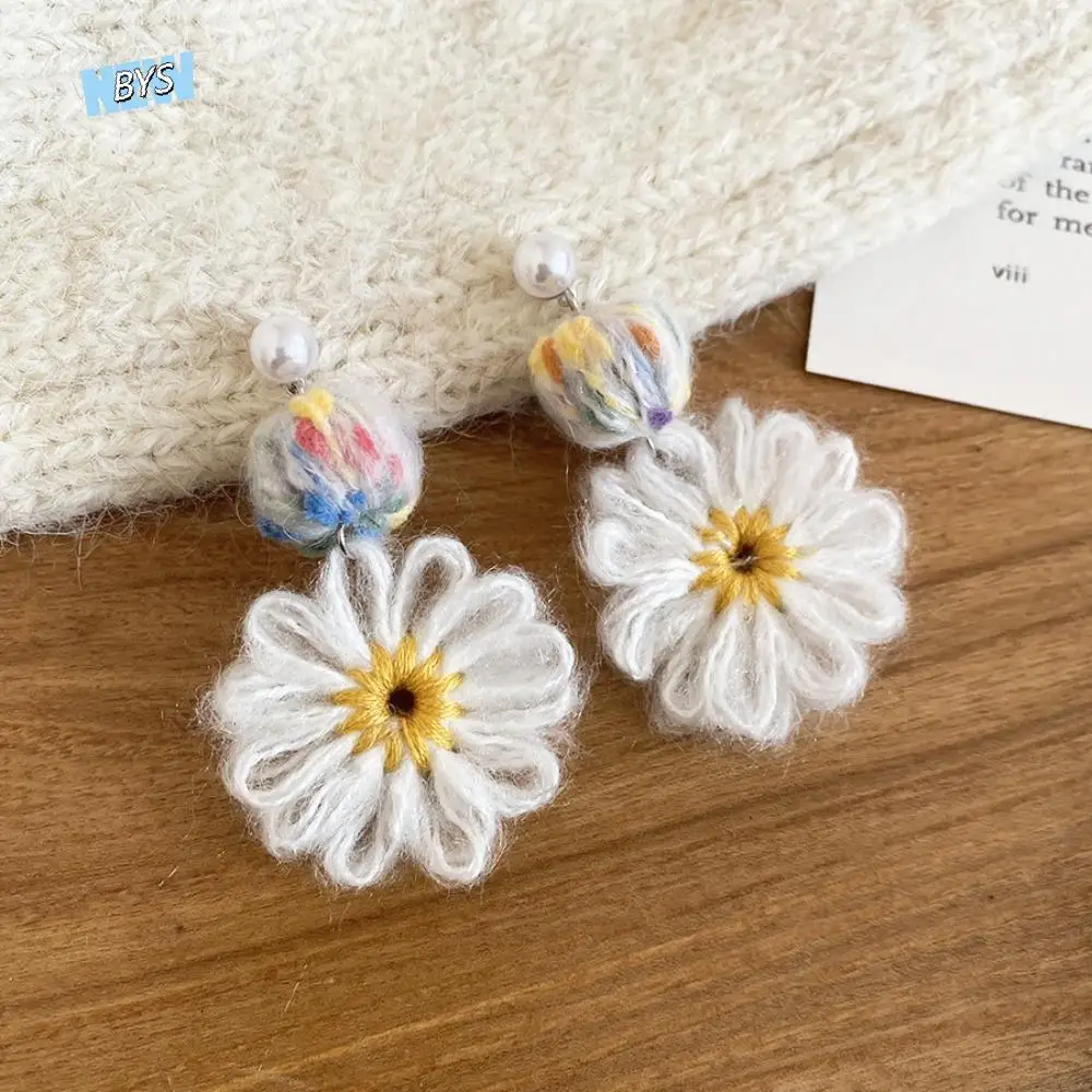 

Trendy Sweet Daisy Flower Earrings Cute Elegant Flower Crochet Earrings Vintage Temperament Bohemia Dangle Earrings Jewelry