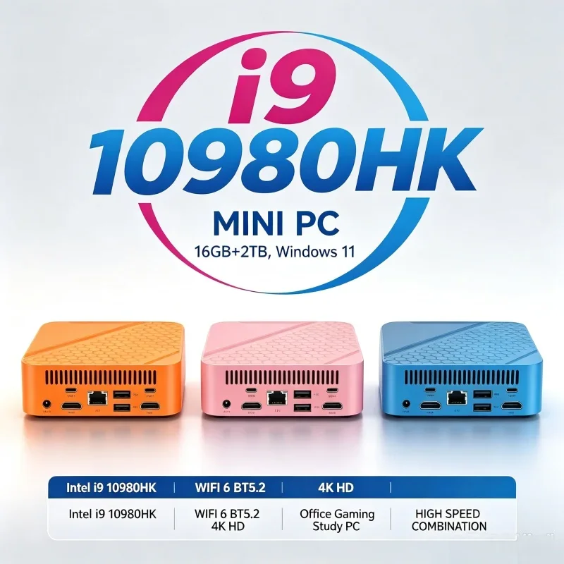 Home Entertainment Mini PC Intel I9-10980HK Windows11 16GB RAM 1TB SSD WiFi6 BT5.2 4K HD Office Gaming Study Small Computer