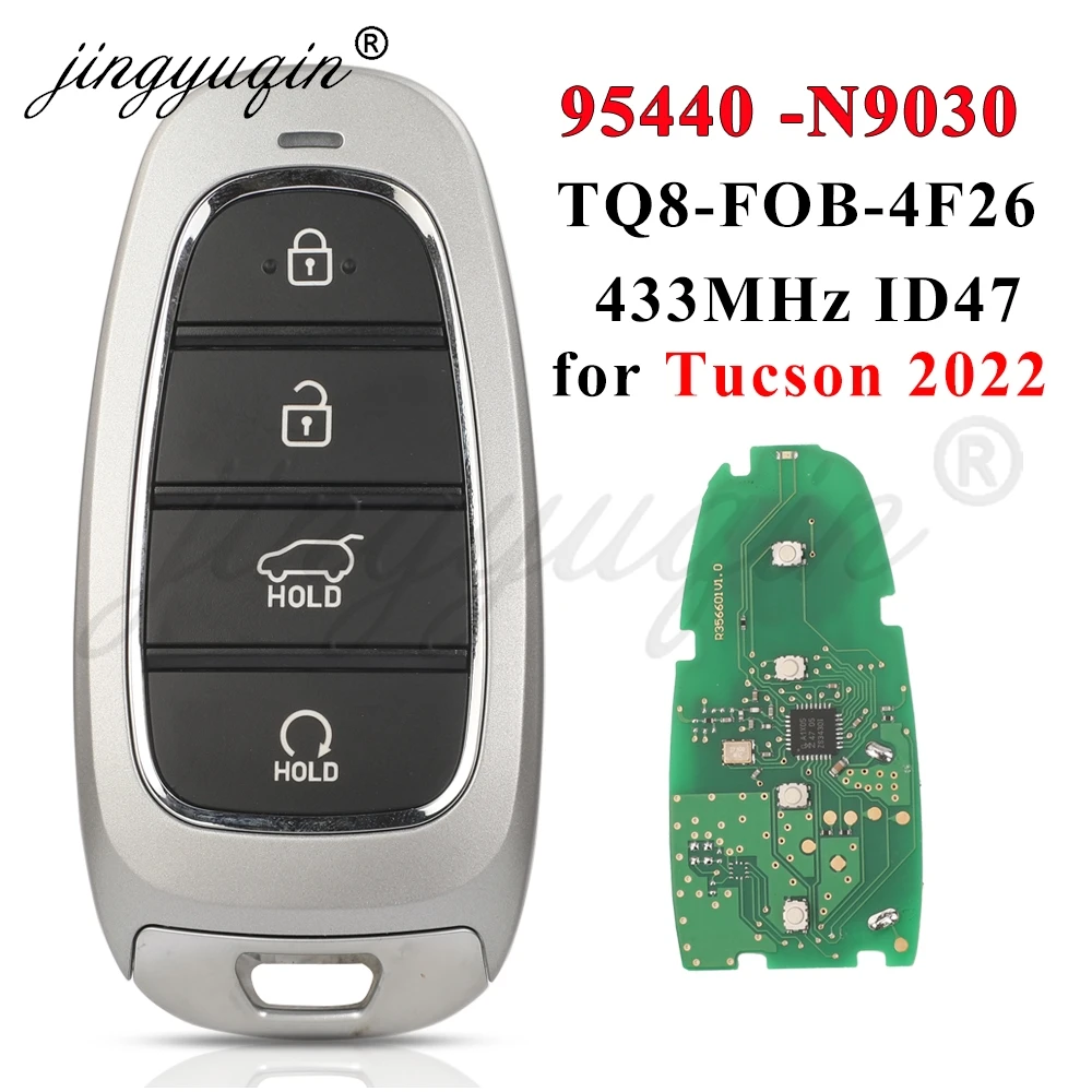 

jingyuqin 95440-N9030 Smart Car Key For Hyundai Tucson 2022 Remote 4 Buttons ID47 Chip 433MHz Keyless Go Fob Control