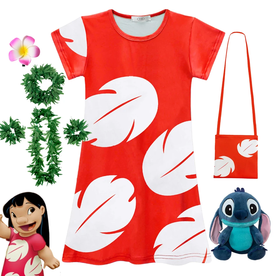 

Disney Girl Dress Stitch New Movie Lilo & Stitch Costume Halloween Cosplay Dress Summer Beach Play Clothes