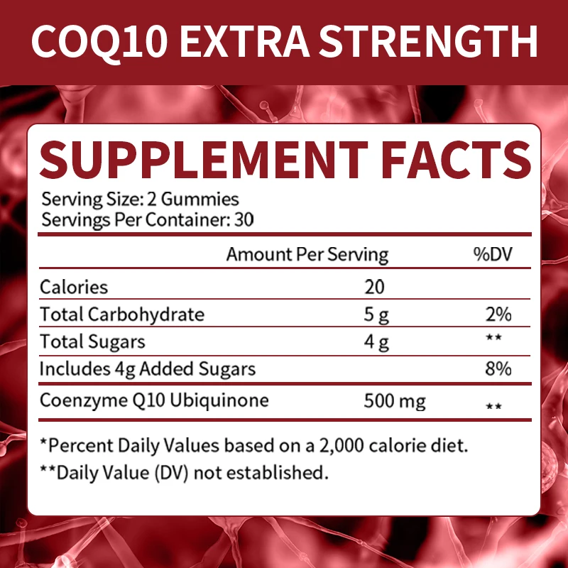 60pcs Coenzyme Q10 Gummies 500mg Coenzyme Q-10, Non-GMO ,immune-enhancing, and liver-protecting Dietery Vitamins Suppelment