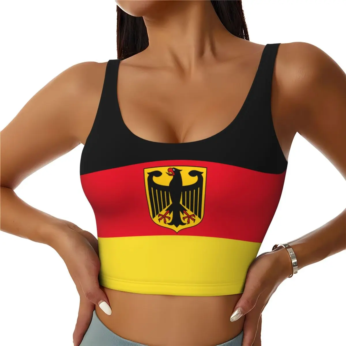 2026 Deutschland-Flaggen-Aufdruck, Damen-Aktivitäten, Sportweste, Yoga-Weste, Trainingsweste für Damen, leicht, trendig