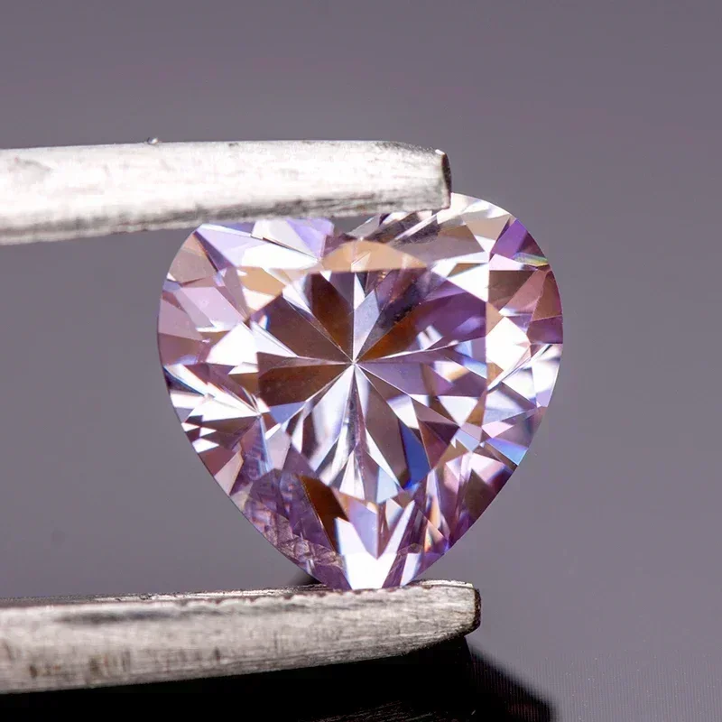 

NEW NEW Wholesale Moissanite Stone Heart Shape Light Purple Color VVS1 With Certificate Pass Diamond Tester Charms Jewelry Makin