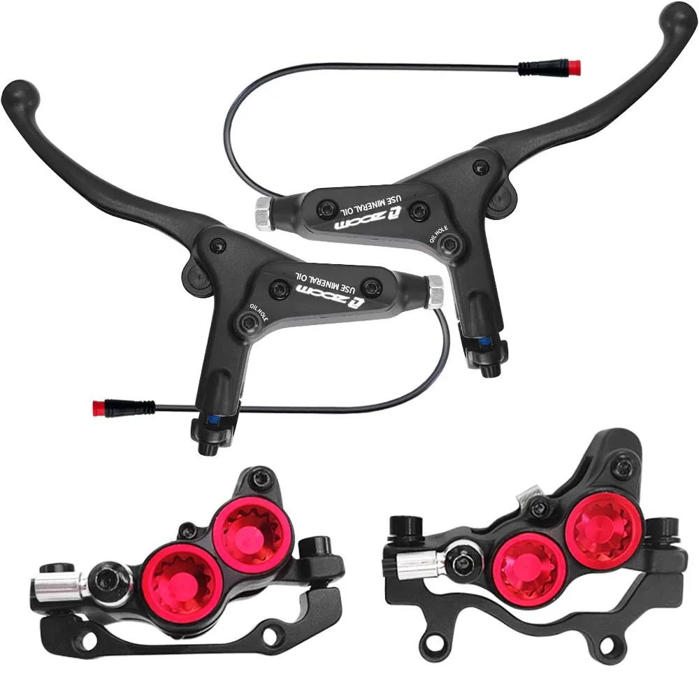 ZOOM HB-893E Power Off Four-Piston Oil Brake Electric Bicycle Oil Pressure Disc Brake Caliper for Bafang BBS0102 BBS-HD Motor