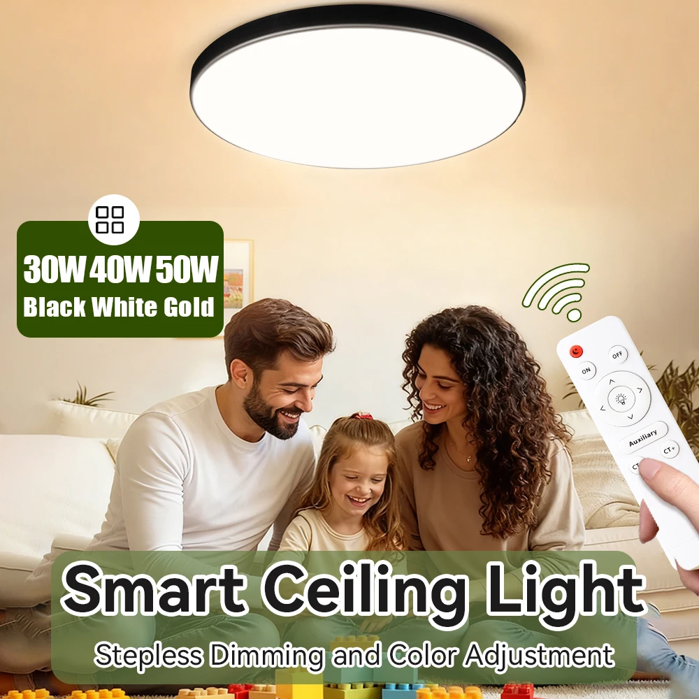 Remote Control LED Panel Light Waterproof Dustproof Shockproof Smart Ceiling Lamp Bedroom Living Room Modern Ceiling Fixture