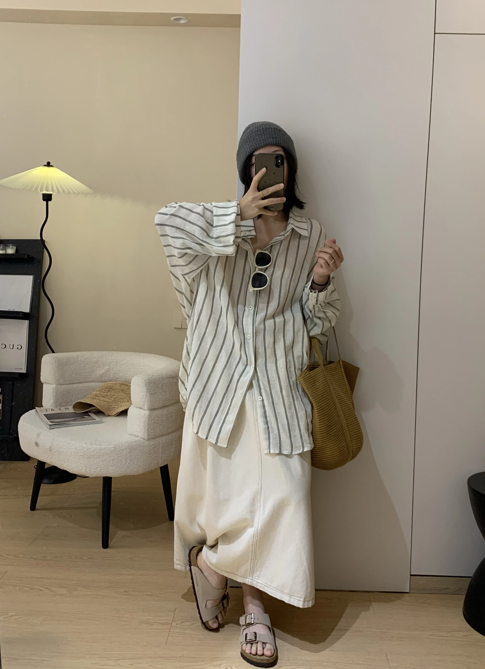 

Летний женский кардиган Mihouse в стиле ретро, художественный, в полоску, из хлопка и льна, с защитой от солнца, свободного кроя, стройнящий, для делового стиля