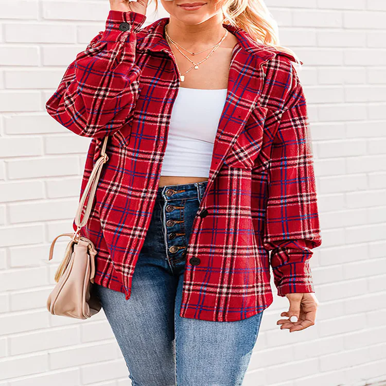 Women Shirt Coats Blouses Turn Down Collar Spring Y2k Streetwear Plaid Single Breasted Coat Shirts Casual Loose Elegant 2025