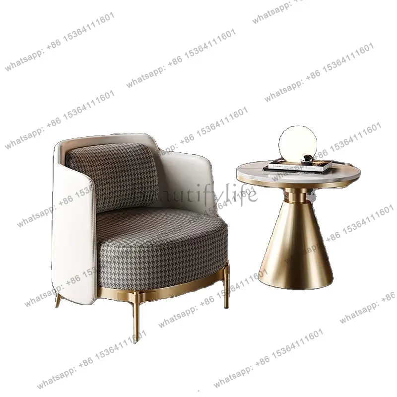 PG Light Luxury Single Leisure Sofa Chair for Living Room Beauty Salon Sales Office Reception and Negotiation Desk and Chair