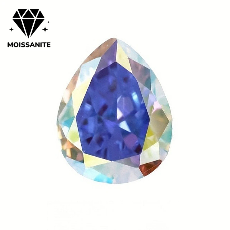 1Pc 1-2 Carat Colorful Color Moissanite, Pear Cut Water Shape Brilliant Stone for Jewelry Making Ring, Pendant, Earrings.