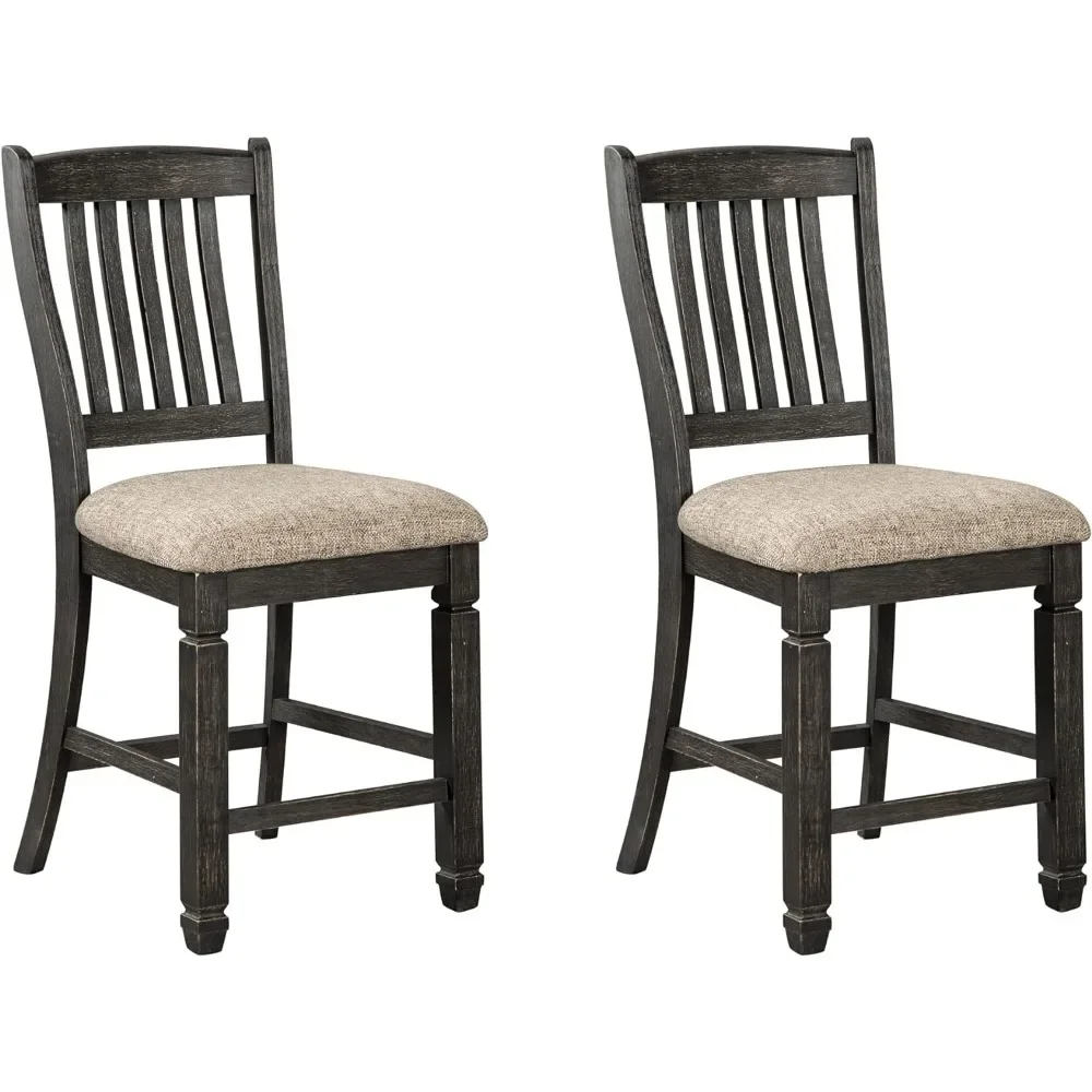 

Tyler Creek Farmhouse 24.38" Counter Height Upholstered Barstool, Set of 2, Almost Black，Engineered Wood