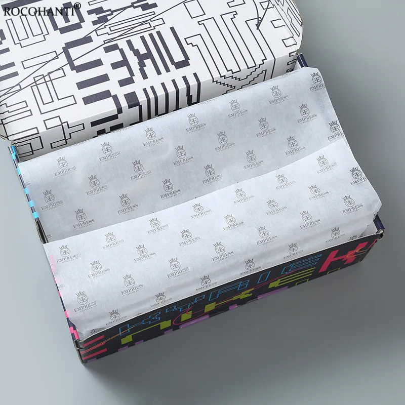 100 hojas de papel de tejido personalizado con logotipo impreso, papel de envoltorio negro, rosa y blanco para embalaje de ropa, ramo de flores, envoltura de regalo