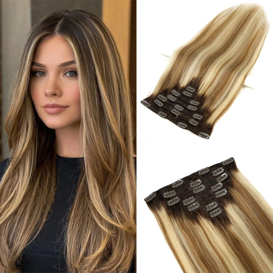 

Прямые заколки для наращивания волос, человеческие волосы, 100% бразильские натуральные бесшовные человеческие волосы Remy на всю голову, заколки для наращивания