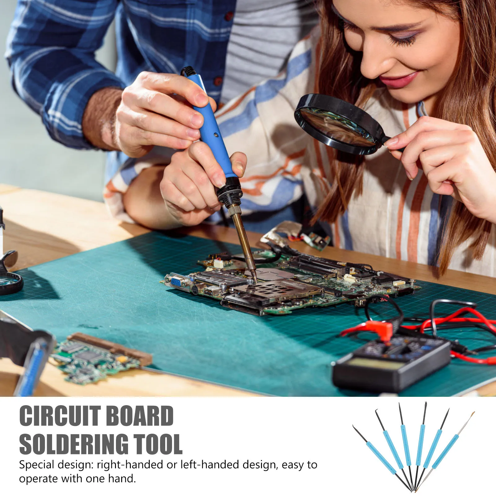 

6Pcs Solder Auxiliary Tool Double-Sided Welding Assist Kit Ergonomic Handle Carbon Steel for Computer Repair