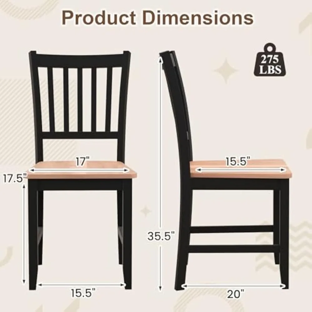 Dining Chairs Set of 4, Mid Century Modern Dining Room Chairs with Solid Rubber Wood Legs and Curved Backrest, Kitchen Chairs f