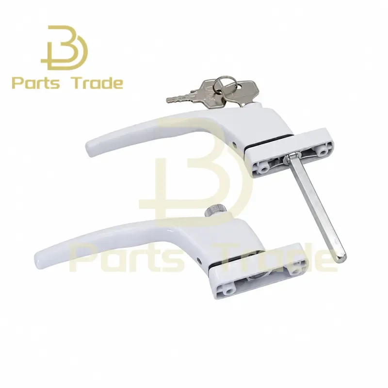 1Pcs Plastic Steel Door Through Drive Handle with Lock and Safety Swing Door Window Hardware Accessories Door Lock