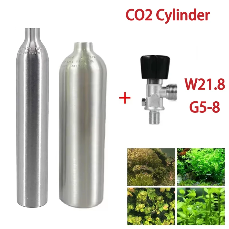 Fish Tank CO2 Cylinder 0.6L 1L CO2 Explosion-proof Oxygen Filled Generator Aquarium Aluminum alloy High-pressure Cylinder