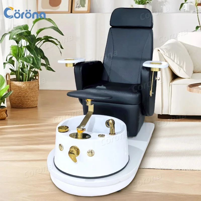 Pedicure Foot Spa Chair Modern Beauty Nail Salon Furniture Electric Reclining Swivel Black Foot Spa Pedicure Chair