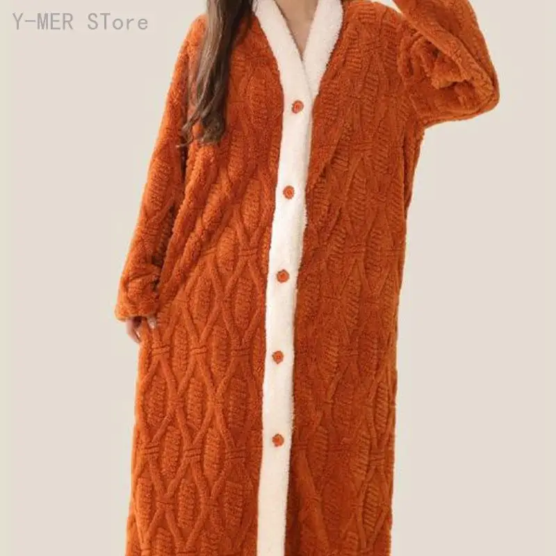 Men Women Couple Autumn Winter Jacquard Kimono Bathrobe Thicken Soft Robe Loose Comfy Dressing Gown Home Loungewear Sleepwear