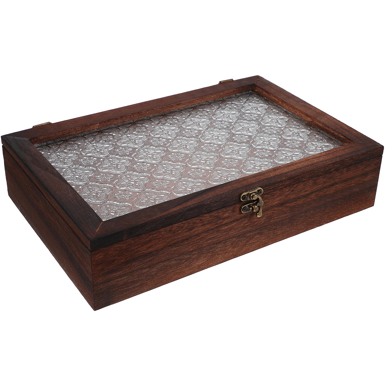 

Wooden Jewelry Box Large Vintage Crabapple Flower Pattern Organizer Storage Case for Tea Cosmetics Display Organizer