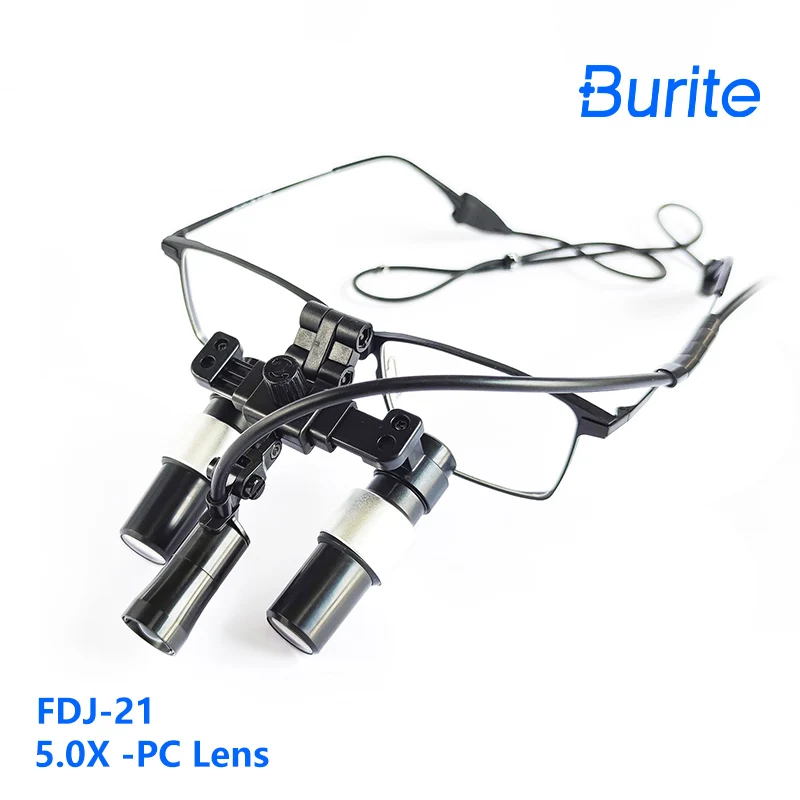 Burite New Design5X Prism Medical Surgical Dental 456X Kepler Binocular Magnifier ENT Dental Loupes With Titanium Frame