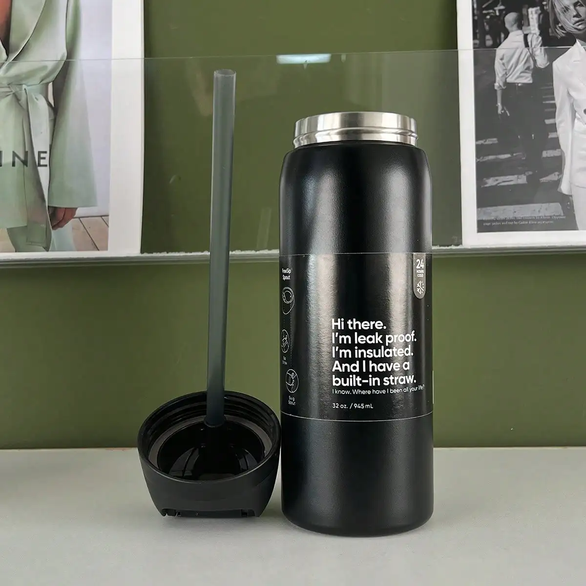 

Owal'a 32oz Insulated Stainless Steel Cup With Straw For Sports, Travel, And School Sports Water Bottle