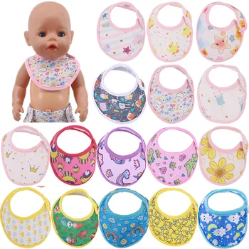 귀여운 프린트 팝 Burp Cloth Bibs For 18Inch American & 43Cm Reborn Baby Doll 의류 액세서리 우리 세대 소녀의 장난감 선물