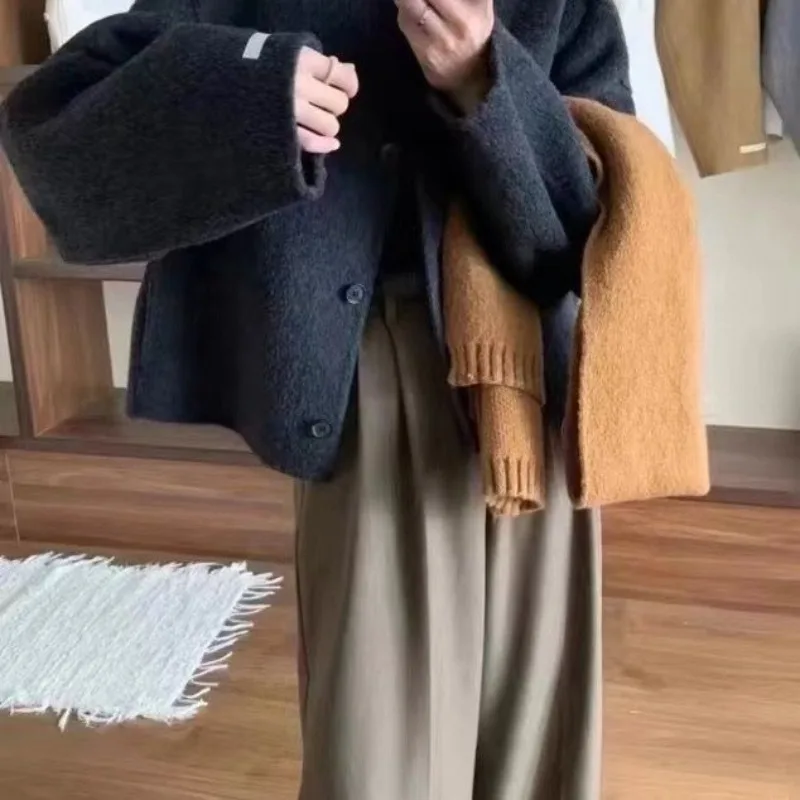 

Handcrafted Double-Faced Wool Coat for Women 2025 Fall/Winter New Korean Style Solid Color Fashion Versatile Loose Design Blazer