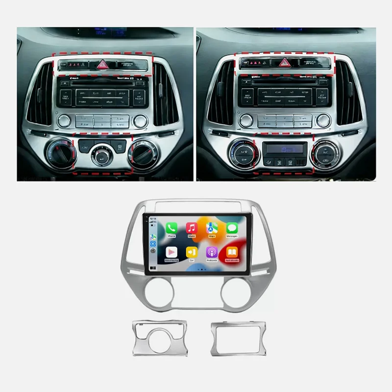 

9" 4-64GB For Hyundai i20 2012-2015 Car Radio Wireless CarPlay Android Auto Stereo Head Unit FM GPS + Outer Frame + Cable