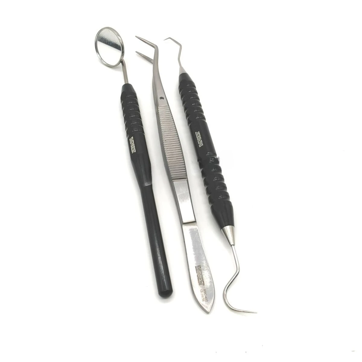 Lab 3 Piece Set of Aluminum Alloy Mouth Mirror Probe Tweezers Set Can Withstand High Temperatures Without Deformation s