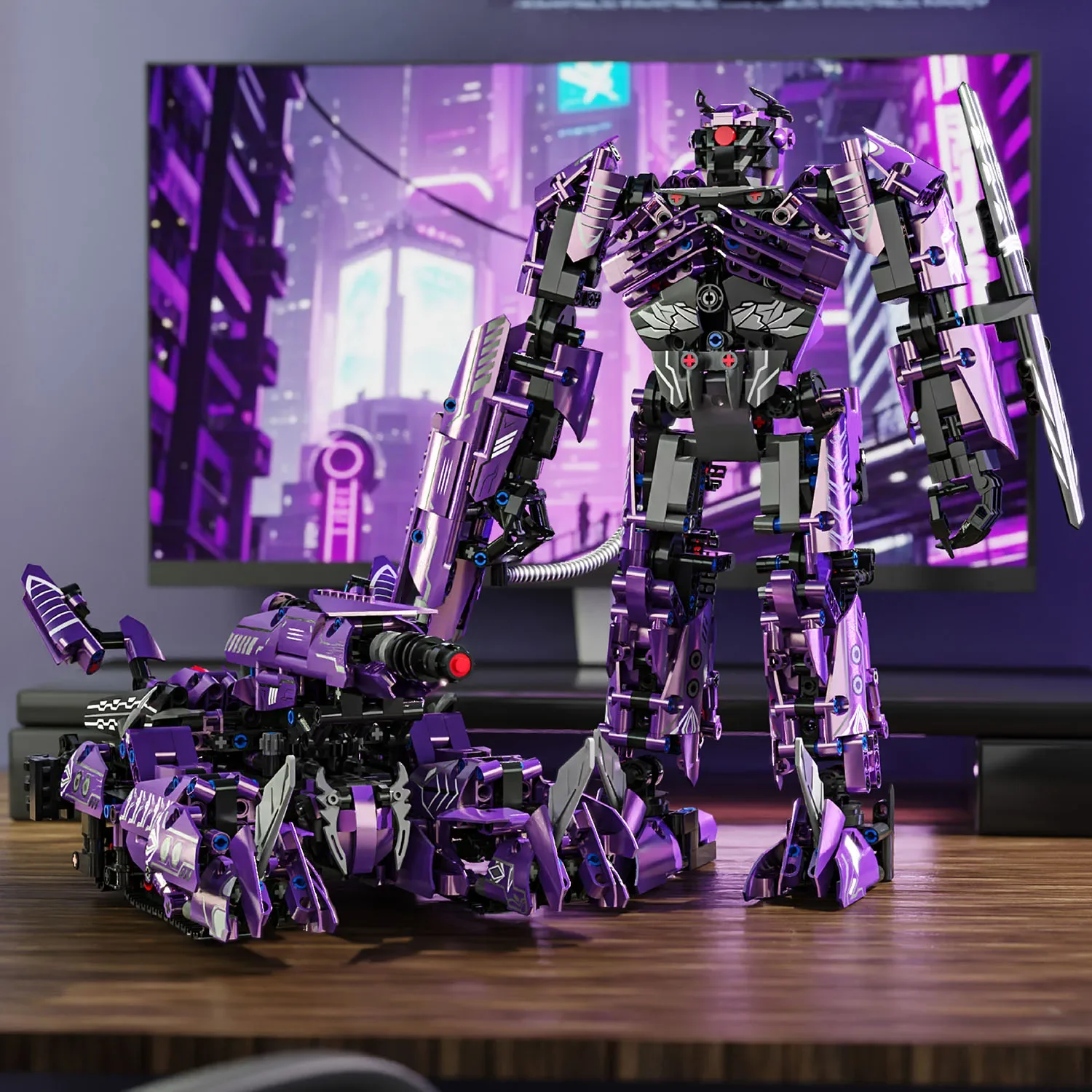 

MOC 2-in-1 Mech Model Building Blocks Set 1058pcs Boys Assembled Mechwarrior Desktop Ornament Robot Puzzle Small Blocks Toy Gift