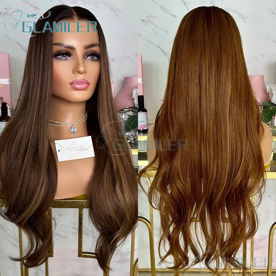 

Medium Brown Natural Wave Glueless Human Hair 13x4 Silk Top Wigs with Natural Hairline Dark Brown 13x6/360 Lace Frontal Wigs