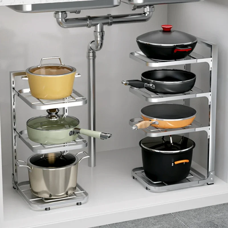 

Kitchen racks, pots and pans storage racks, multi-layer countertops, household cabinets, inner cabinets, lower sinks, layered po