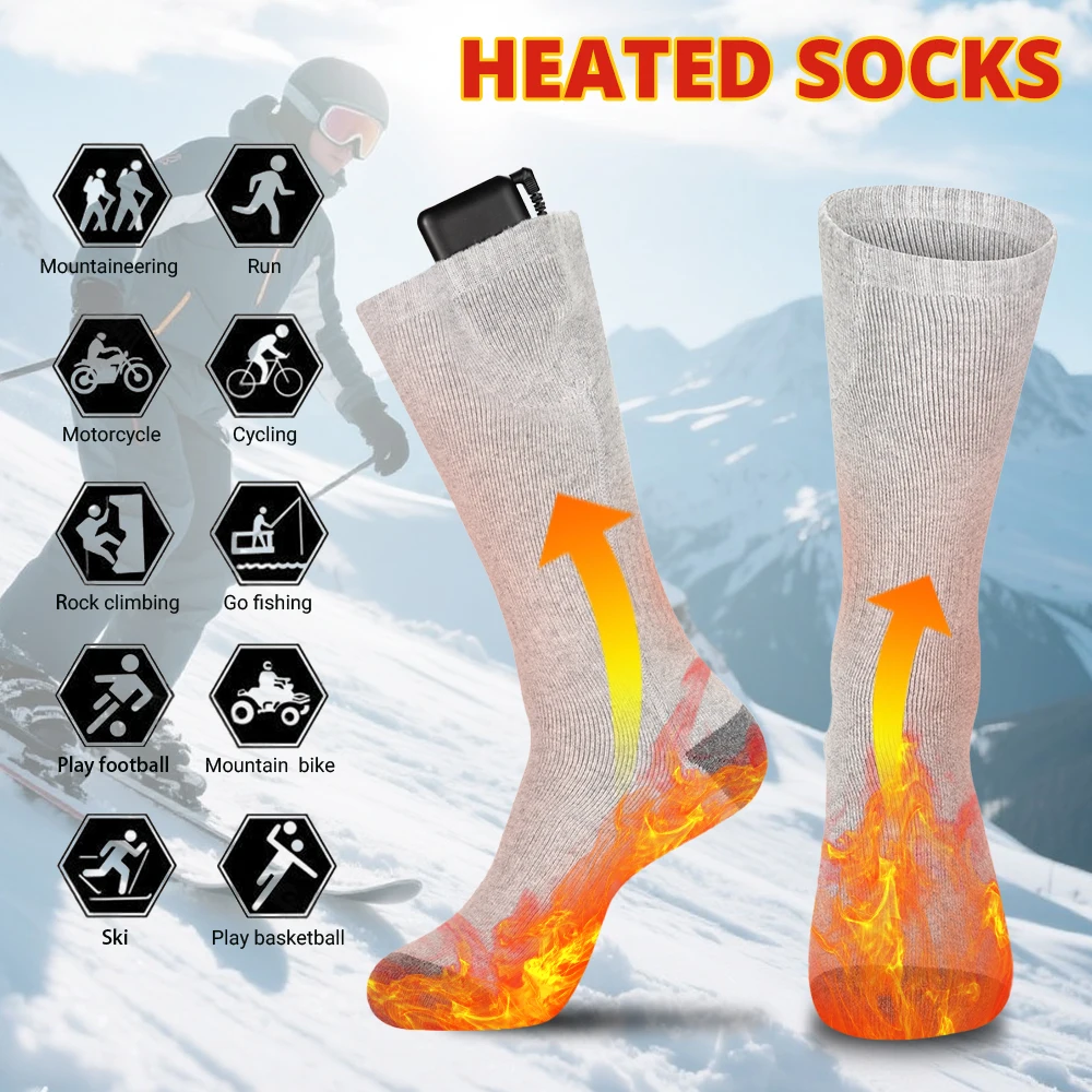 

Зимние теплые носки с электрическим подогревом, лыжные носки, мужские и женские теплые носки с подогревом для езды на мотоцикле, катание на лыжах, теплое снаряжение