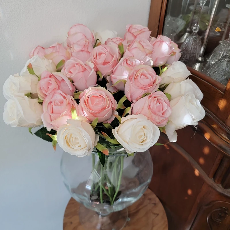 5/10Pcs Artificial Flowers Bouquet Red Silk Fake Rose Flower for Wedding Home Table Decoration Christmas Valentine\'s Day Gift