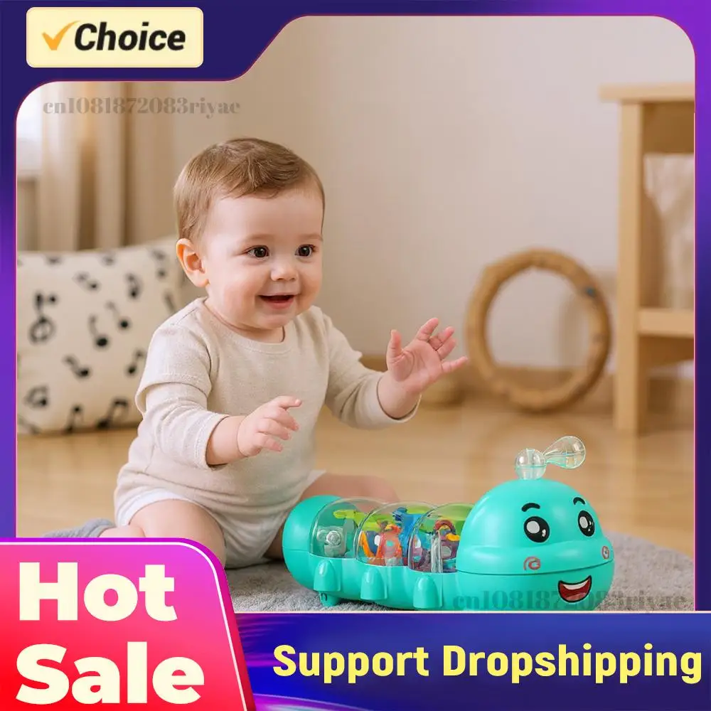 

Музыкальная игрушка-гусеница для ползания с подсветкой и музыкой, подарок для новорожденных мальчиков и девочек на день рождения и Рождество