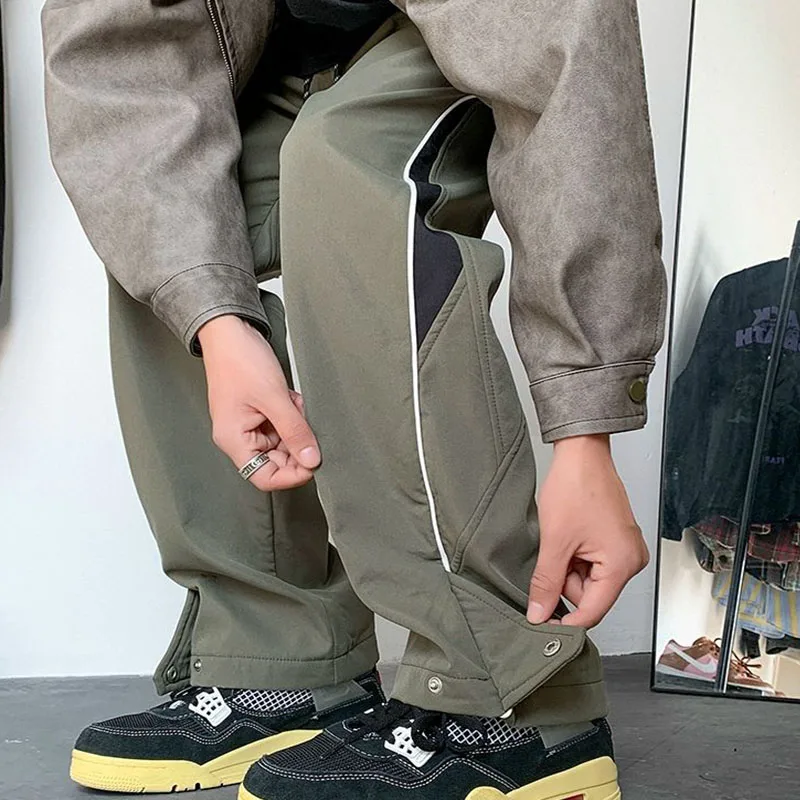 Celana panjang kasual wanita, bawahan Joger kasual tahan air 2024, musim semi musim gugur celana lurus longgar warna Solid tahan angin untuk lelaki