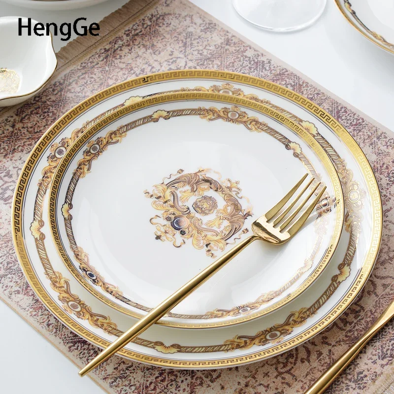 European Ceramic Plate Creativity Home Steak Dinner Plates Ancient Greece Elegant Pattern Decorate Restaurant Dining Table Decor