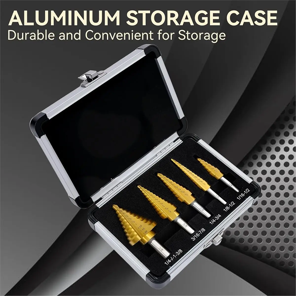 Step Drill Bit-HSS Step Bit with Two Straight Flutes,50 Sizes From 3/16In to 1-3/8In,Unibit for Electricians & DIY 5PCS