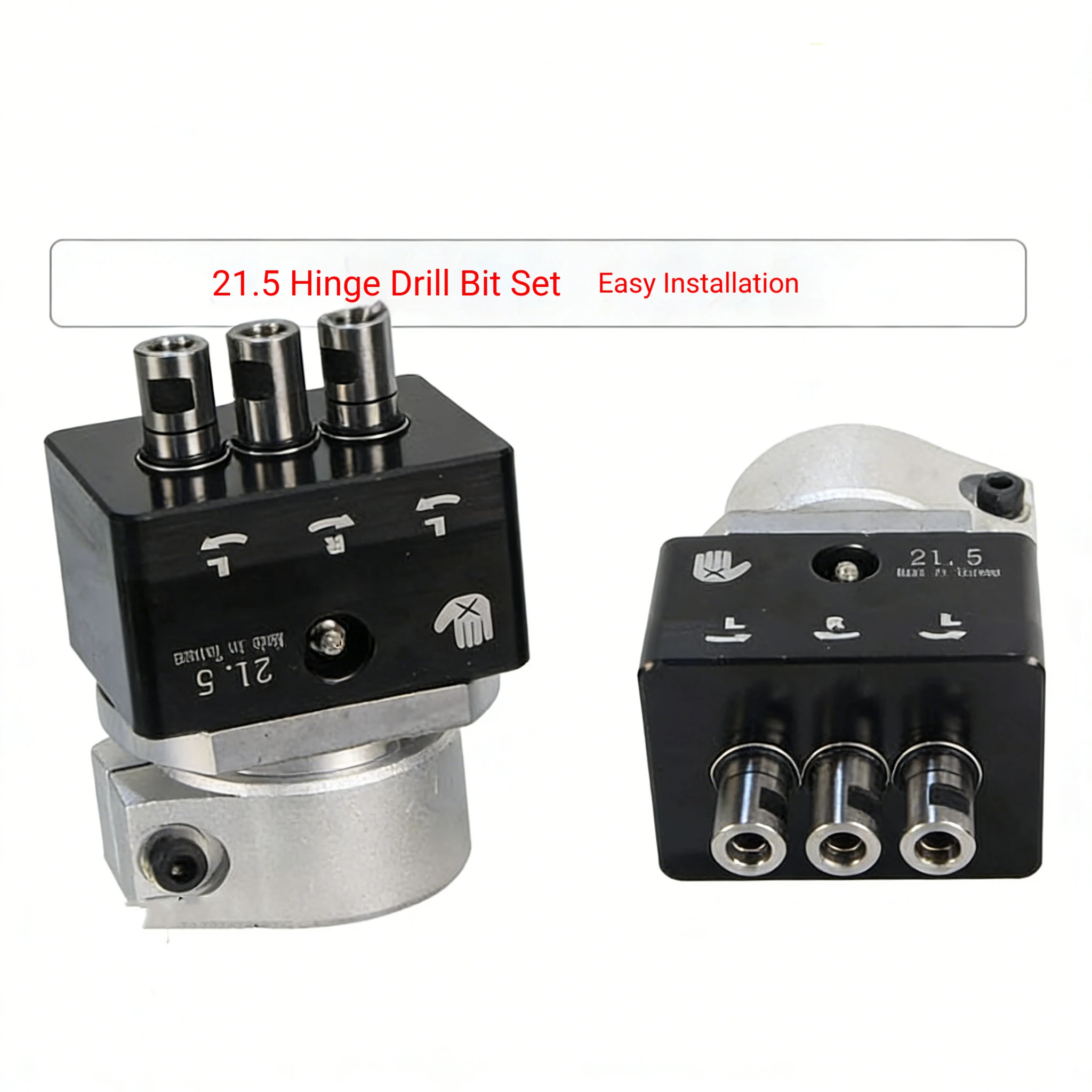 3-hole 21.5 spacing hinge drill package, aluminum alloy door lock hole and hinge opening drill package