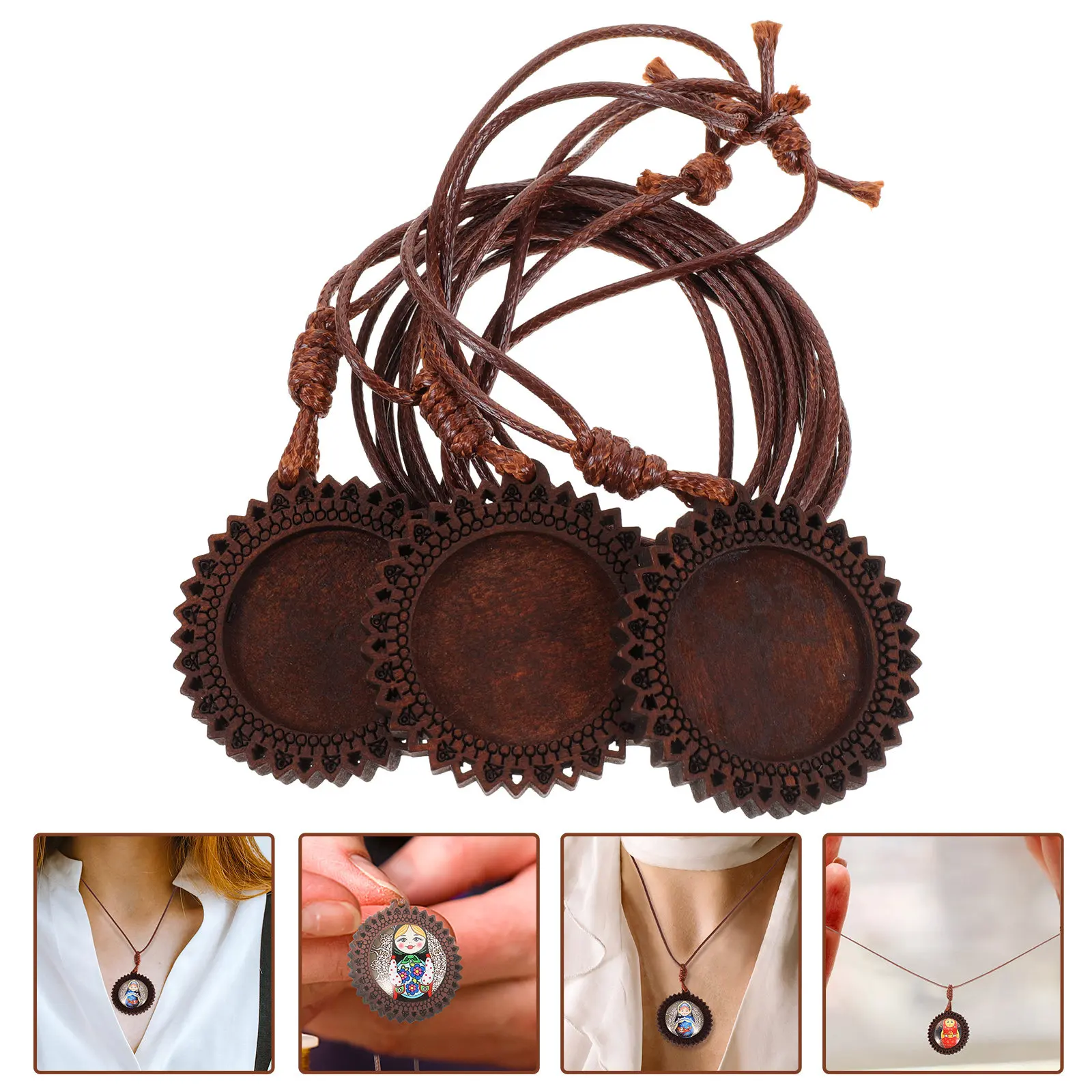 

Набор из 3 деревянных заготовок для украшений: основы для кулонов, подвесок, браслетов и серег из натурального дерева для творчества и рукоделия