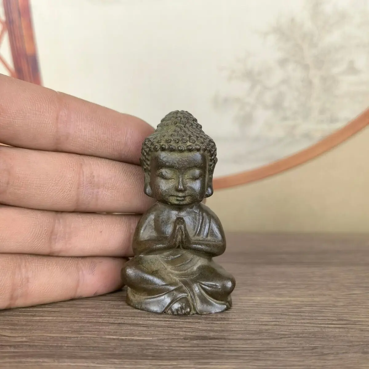 Blessing Chinese bronze cast buddha statue netsuke collectable table decor gift - Image 2