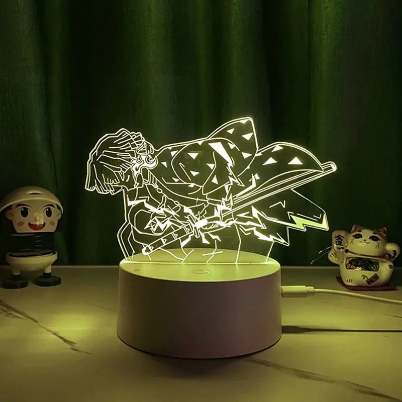 Nuevo Demon Slayer Tokitou Muichirou Rengoku Kyoujurou luz nocturna creativa de dibujos animados decoración de mesa adornos regalos al por mayor