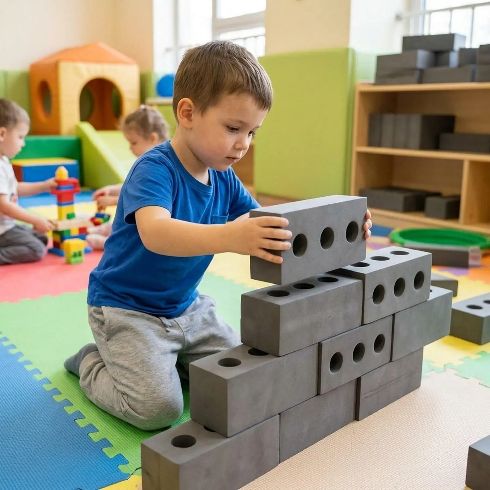 Thick EVA Foam Brick Building Blocks Soft Stackable Educational Toy Construction Set for Boys Girls Children