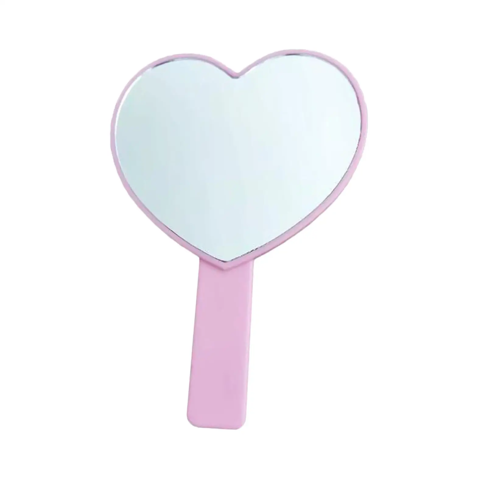 Coração Shaped Handheld Glass Mirror, Single-Sided, funciona ótimo para jogar, bonito